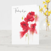 Waterverf Red Poppies voor Thinking of You Kaart (Gele Bloem)