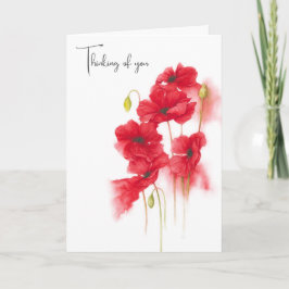 Waterverf Red Poppies voor Thinking of You Kaart