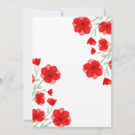 Waterverf Red Poppy Floral Moederdag Brunch Kaart (Achterkant)
