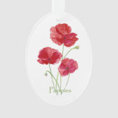 Waterverf Red Poppy Flower  Floral art Ornament (voorkant)