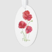 Waterverf Red Poppy Flower  Floral art Ornament (voorkant)