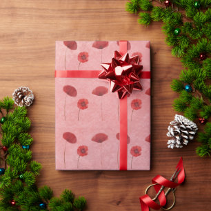 Waterverf Red Poppy Flowers Bloemen Bloemen in Roo Cadeaupapier