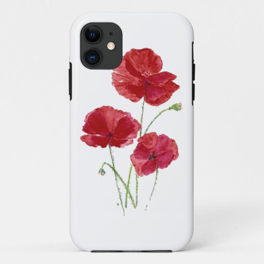 Waterverf Red Poppy Garden Flower Floral art Case-Mate iPhone Case (Achterkant)