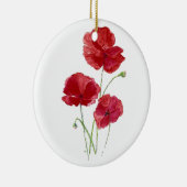 Waterverf Red Poppy Garden Flower Floral art Keramisch Ornament (Rechts)