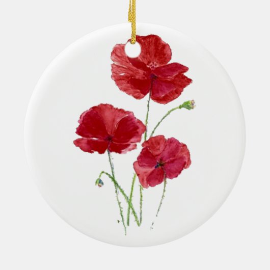 Waterverf Red Poppy Garden Flower Floral art Keramisch Ornament (Achterkant)