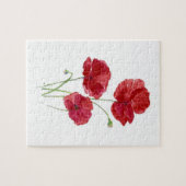 Waterverf Red Poppy Garden Flower Floral art Legpuzzel (Horizontaal)