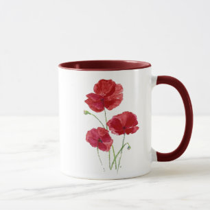 Waterverf Red Poppy Garden Flower Floral art Mok