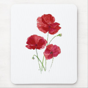 Waterverf Red Poppy Garden Flower Floral art Muismat