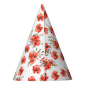 Waterverf Red Poppy Greenery 50e Verjaardag Feesthoedjes (Achterkant)