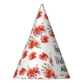 Waterverf Red Poppy Greenery 50e Verjaardag Feesthoedjes (Links)