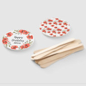 Waterverf Red Poppy Greenery 50e Verjaardag Handwaaier (Niet-gemonteerd)