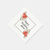 Waterverf Red Poppy Greenery 50e Verjaardag Servet (Hoek)