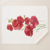 Waterverf Red Poppy Hummingbird Garden Bird Sherpa Deken (Voorkant (horizontaal))