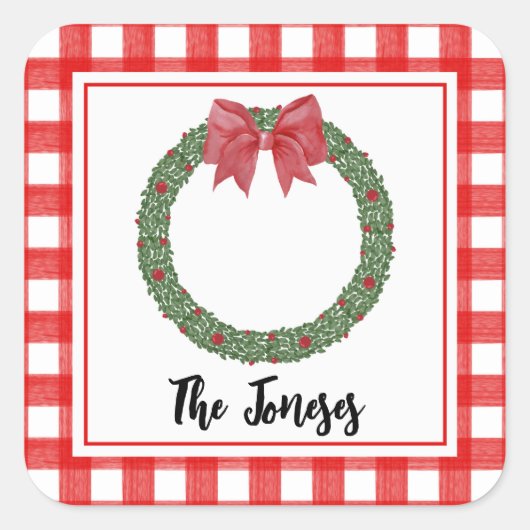 Waterverf Red Pset Bow kerstmis met Label (Voorkant)