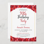 Waterverf Red Rose 90ste verjaardag Kaart (Voorkant / Achterkant)