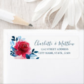 Waterverf Red Rose Bruiloft Retouradres Etiket (Insitu)