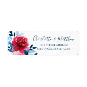 Waterverf Red Rose Bruiloft Retouradres Etiket (Voorkant)