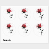Waterverf Red Rose Ronde Sticker (Vel)