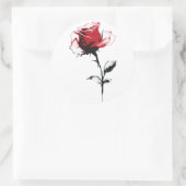 Waterverf Red Rose Ronde Sticker (Tas)