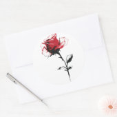 Waterverf Red Rose Ronde Sticker (Envelop)