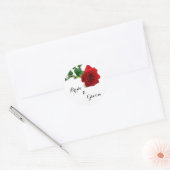 Waterverf Red Rose - Rozen Sticker (Envelop)