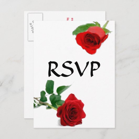 Waterverf Red Rose - RSVP Briefkaart (Voorkant / Achterkant)