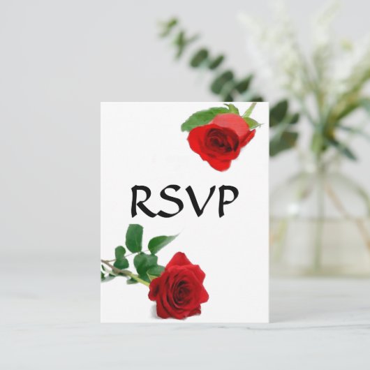 Waterverf Red Rose - RSVP Briefkaart (Staand voorkant)