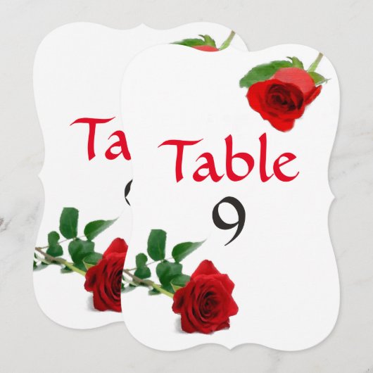 Waterverf Red Rose - Tabelnummers Kaart (Voorkant / Achterkant)