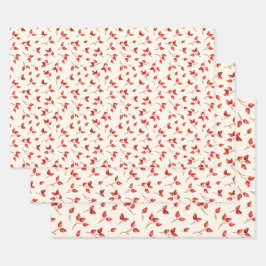 Waterverf Red Rosehips Winter Kerstmis. Inpakpapier Vel