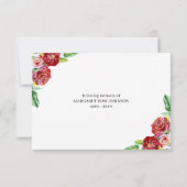 Waterverf Red Roses begrafenis Bedankkaart (Achterkant)