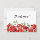 Waterverf Red Roses Border Bedankkaart (Voorkant)