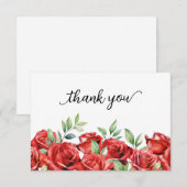 Waterverf Red Roses Border Bedankkaart (Voorkant / Achterkant)