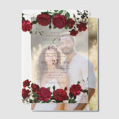 Waterverf Red Roses bruiloft overlay bruiloft Vellum Uitnodigingen (Offset (Koppel))