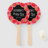 Waterverf Red Roses Derby Day Handwaaier (Voorkant en achterkant)