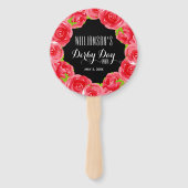 Waterverf Red Roses Derby Day Handwaaier (Voorkant)