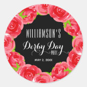 Waterverf Red Roses Derby Day Ronde Sticker (Voorkant)