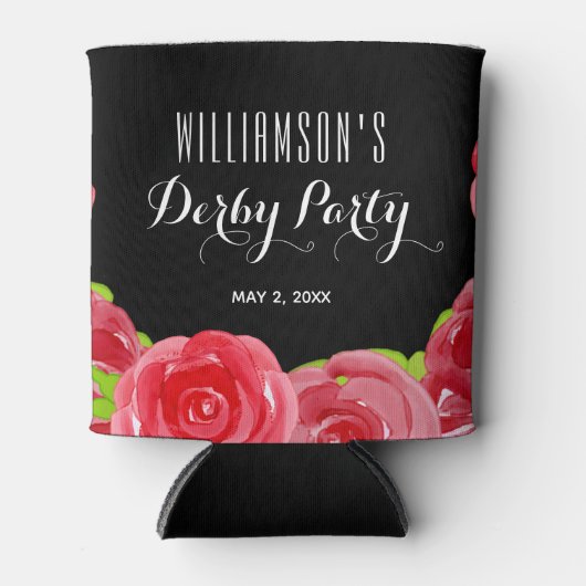 Waterverf Red Roses Derby Party Blikjeskoeler (Voorkant)