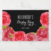 Waterverf Red Roses Derby Party Mini Likeurfles Etiket (Enkel label)