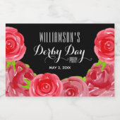 Waterverf Red Roses Derby Party Mini Sparkling Wijnetiket (Enkel label)