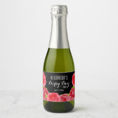 Waterverf Red Roses Derby Party Mini Sparkling Wijnetiket (Voorkant)