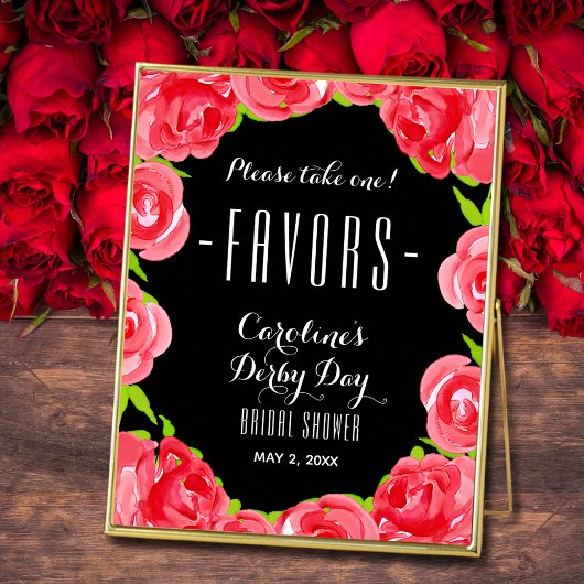 Waterverf Red Roses Derby Vrijgezellenfeest FAVORS Poster
