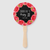 Waterverf Red Roses Derby Vrijgezellenfeest Handwaaier (Achterkant)