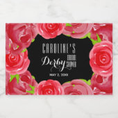 Waterverf Red Roses Derby Vrijgezellenfeest Mini Likeurfles Etiket (Enkel label)