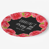 Waterverf Red Roses Derby Vrijgezellenfeest Papieren Bordje (Gekanteld)