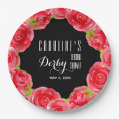 Waterverf Red Roses Derby Vrijgezellenfeest Papieren Bordje (Voorkant)
