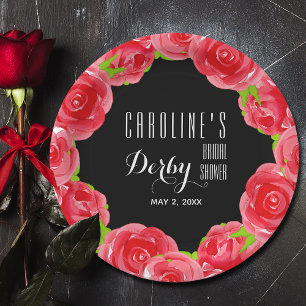Waterverf Red Roses Derby Vrijgezellenfeest Papieren Bordje