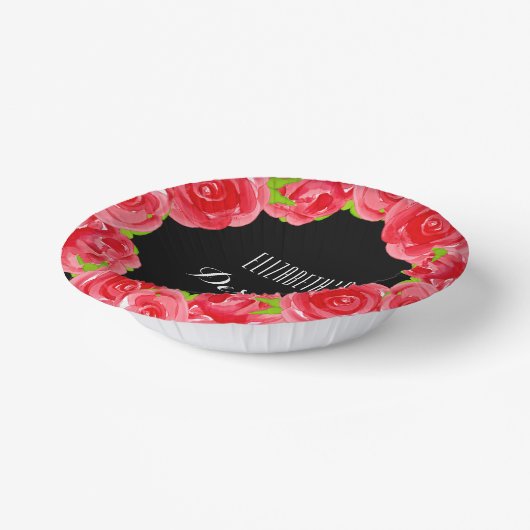 Waterverf Red Roses Derby Vrijgezellenfeest Papieren Kommen (Gebogen)