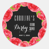 Waterverf Red Roses Derby Vrijgezellenfeest Ronde Sticker (Voorkant)