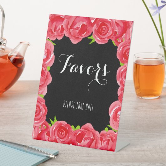 Waterverf Red Roses GUNSTEN Reclamebord Met Voetstuk (Insitu)