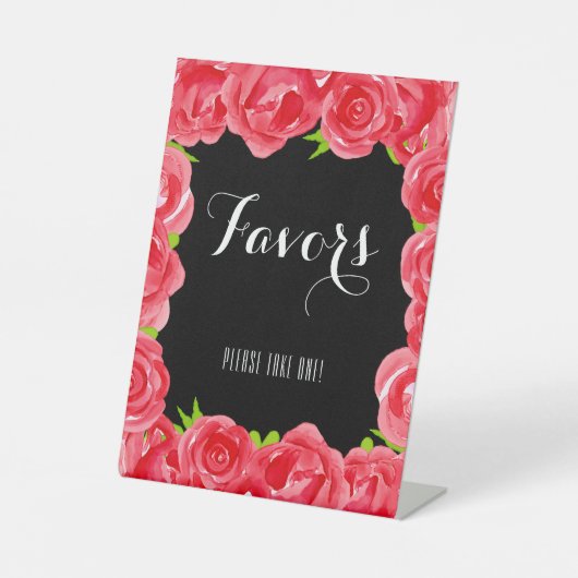 Waterverf Red Roses GUNSTEN Reclamebord Met Voetstuk (Voorkant)